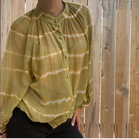 Alice+Olivia balloon sleeve blouse tie dye size M - Picture 2 of 7